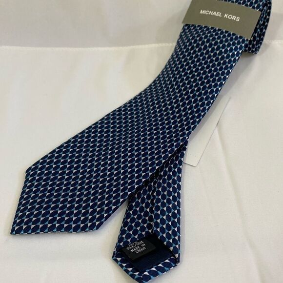 Michael Kors Blue Gray Tail Star Detail Silk Tie - Picture 1 of 4